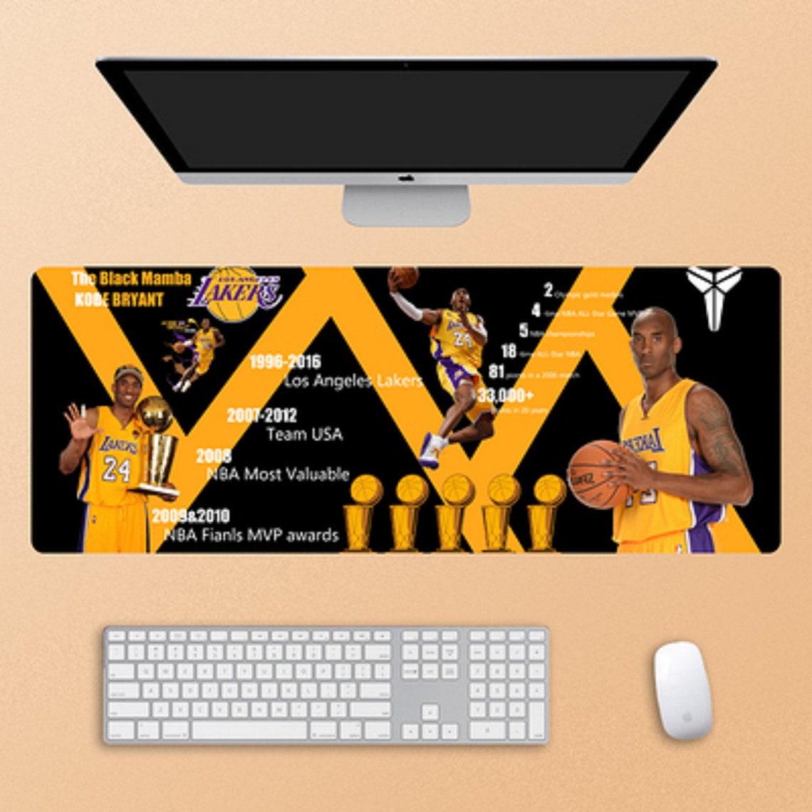 NBA star Memorial Lakers Mouse Pad Print Extra Large Desk Pad Etsy