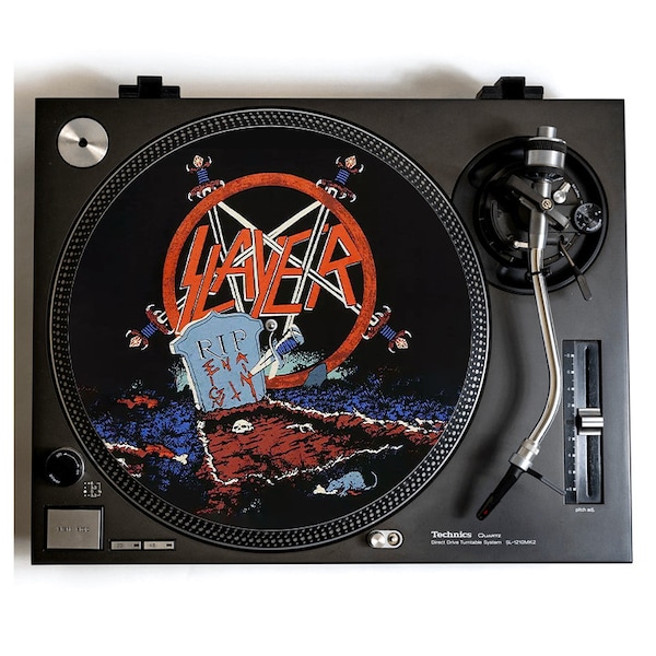 SLAYER Turntable Slipmat for Vinyl Records, thrash metal, vinyls, record collector birthday gift, Heavy Metal band Reign In Pain, Hanneman