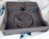 DND box, Wooden box for lovers, Updated tray for DND, Dice tray, wooden box personalized , Dragon Dungeon chest, Scythian and Celtic motif