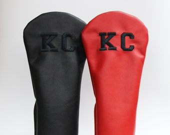 Custom Leather Golf Headcovers | Driver & Fairway Club Covers | Block Letter Personalized Golf Gift | Full-Grain Leather | Handmade in USA