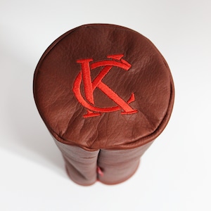 Custom Logo Leather Golf Headcovers | Barrel Driver & Fairway Club Covers | Personalized Golf Gifts | Full-Grain Leather | Handmade in USA
