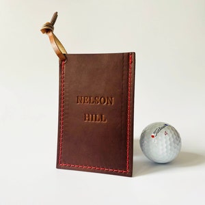 Leather Golf Bag Tag Wallets | Personalized Golf Gift | Golf Digest&#39;s Best Gifts For Golfers | Full-Grain Horween Leather | Handmade in USA
