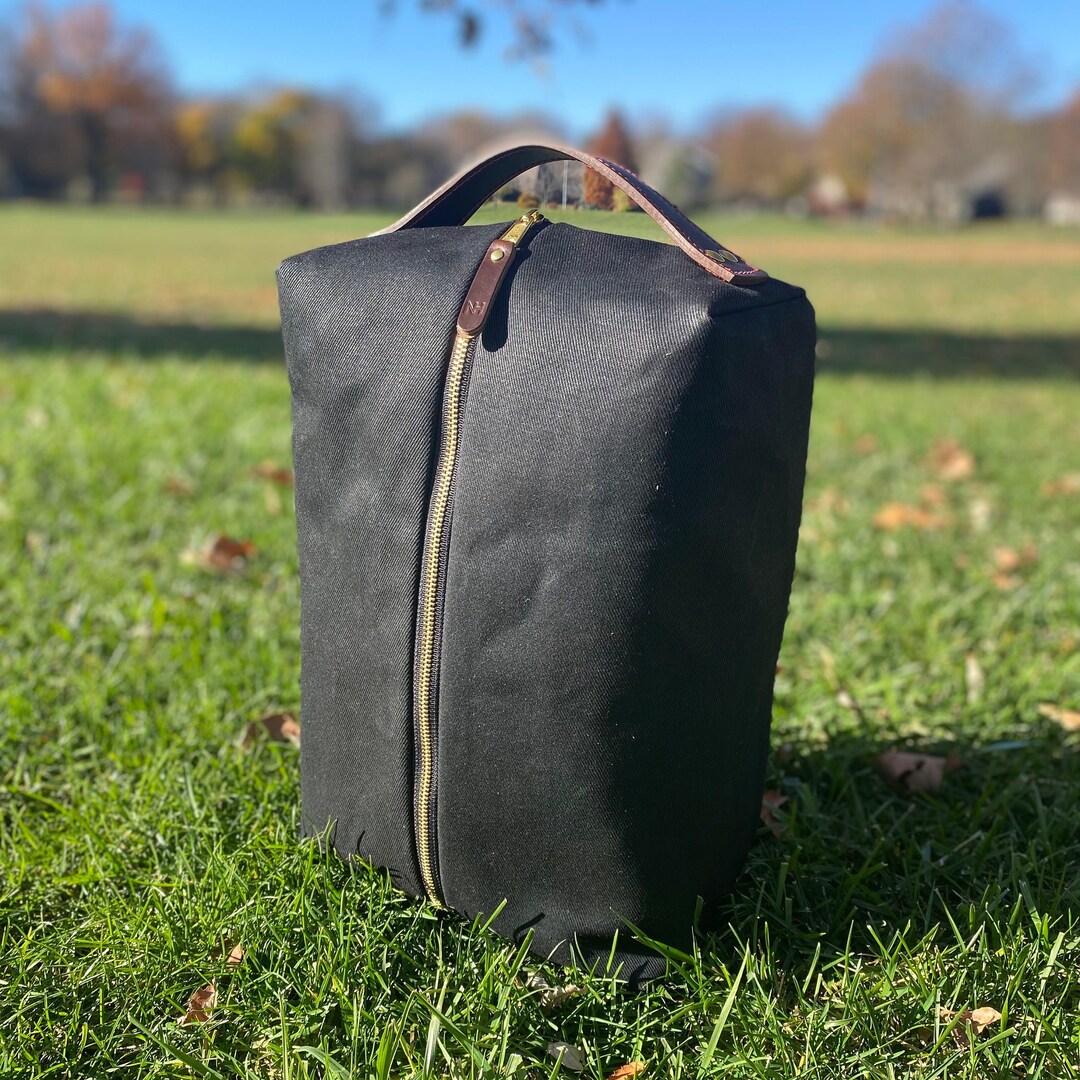 Leather Golf Shoe Bag Waxed Canvas Travel Bag Personalized Etsy