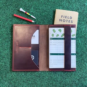 Leather Golf Scorecard Holder Yardage Book Cover Journal