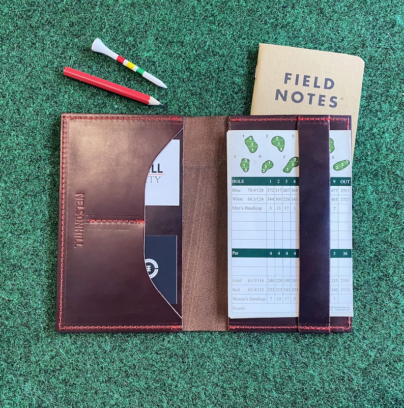 Leather Golf Scorecard Holder Yardage Book Cover Journal