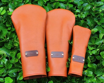 Leather Golf Headcovers | Driver, Fairway & Hybrid Custom Club Covers | Personalized Golf Gifts | Full-Grain Leather | Handmade in USA