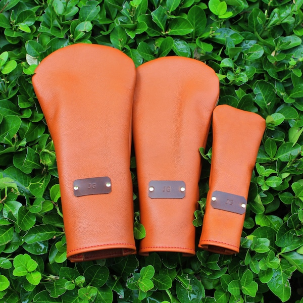 Leather Golf Headcovers | Driver, Fairway & Hybrid Custom Club Covers | Personalized Golf Gifts | Full-Grain Leather | Handmade in USA