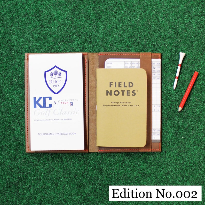 Leather Golf Scorecard Holder Yardage Book Cover Journal