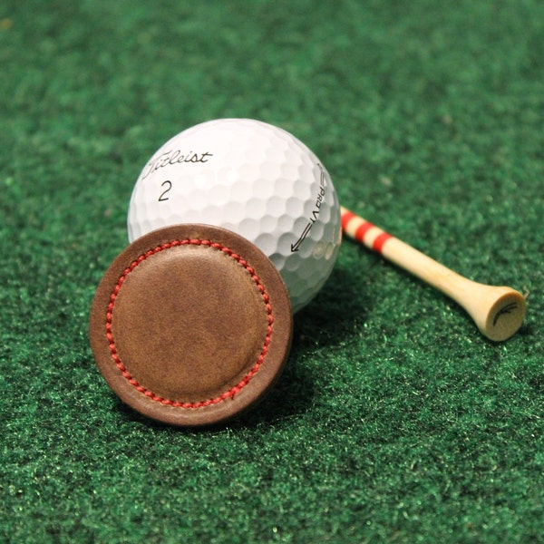 Leder Golfball Marker | Personalisierte Golf-Geschenke | Vollnarbiges Horween-Leder | Handgefertigt in den USA