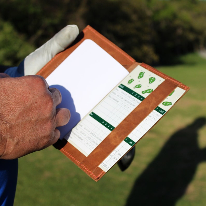 Leather Golf Scorecard Holder Yardage Book Cover Journal