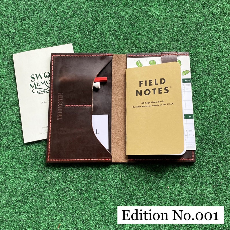 Leather Golf Scorecard Holder Yardage Book Cover Journal