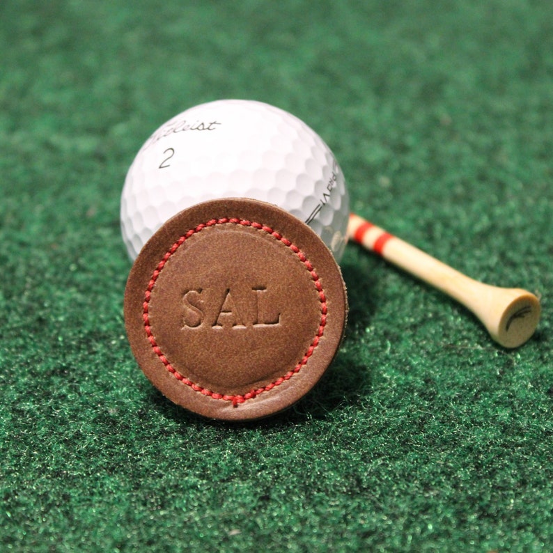 Leather Golf Ball Markers Personalized Golf Gifts Full-Grain Horween Leather Handmade in USA image 2