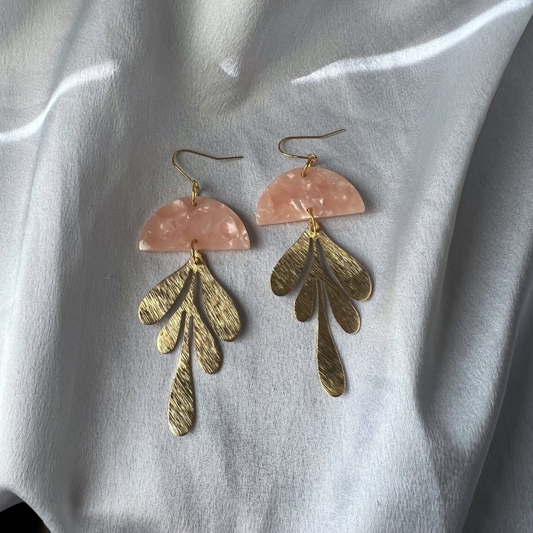 Tara Earrings // Handmade Peachy Blush Earrings - Etsy