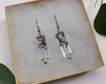 Pressed Flowers Earrings | UV RESIN Crystals