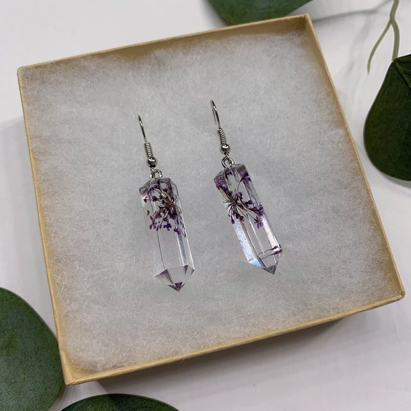 Pressed Flowers Earrings | UV RESIN Crystals