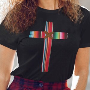 Serape Cross Christian Crucifix Design Gift Church Shirt For Religious Latino