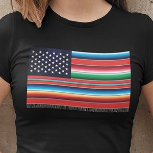 American Flag Serape Mexican Blanket Design Gift Shirt For Cinco De Mayo - Eco Friendly Tee