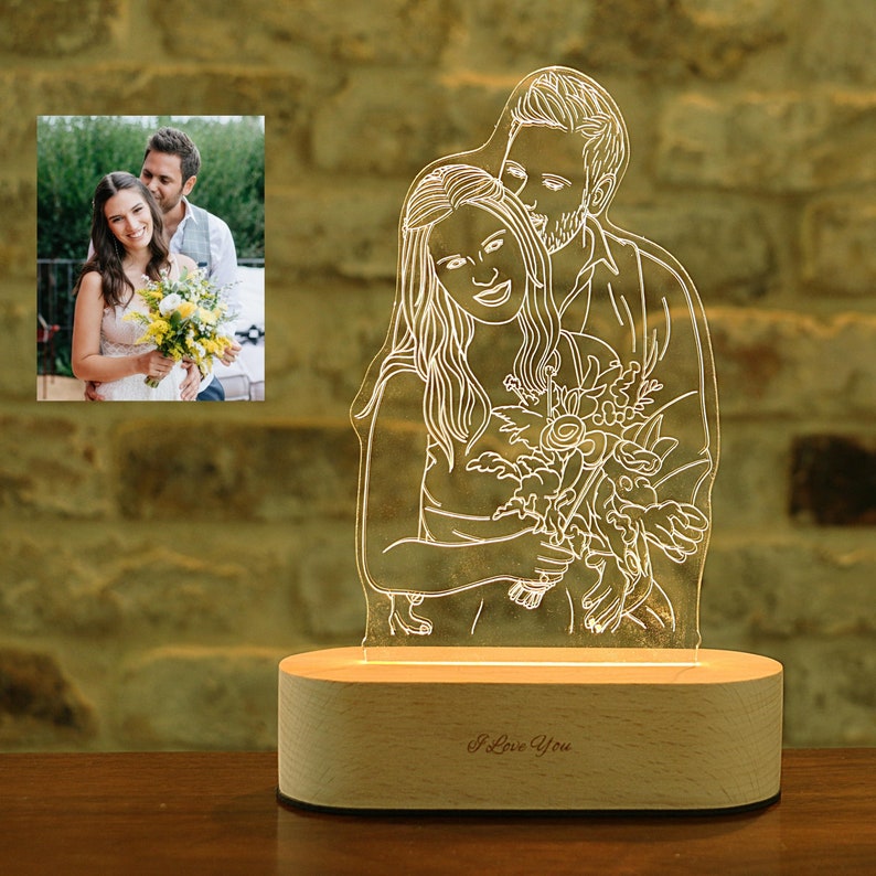 Custom 3D photo lamp led lights for bedside lamp anniversary image 0