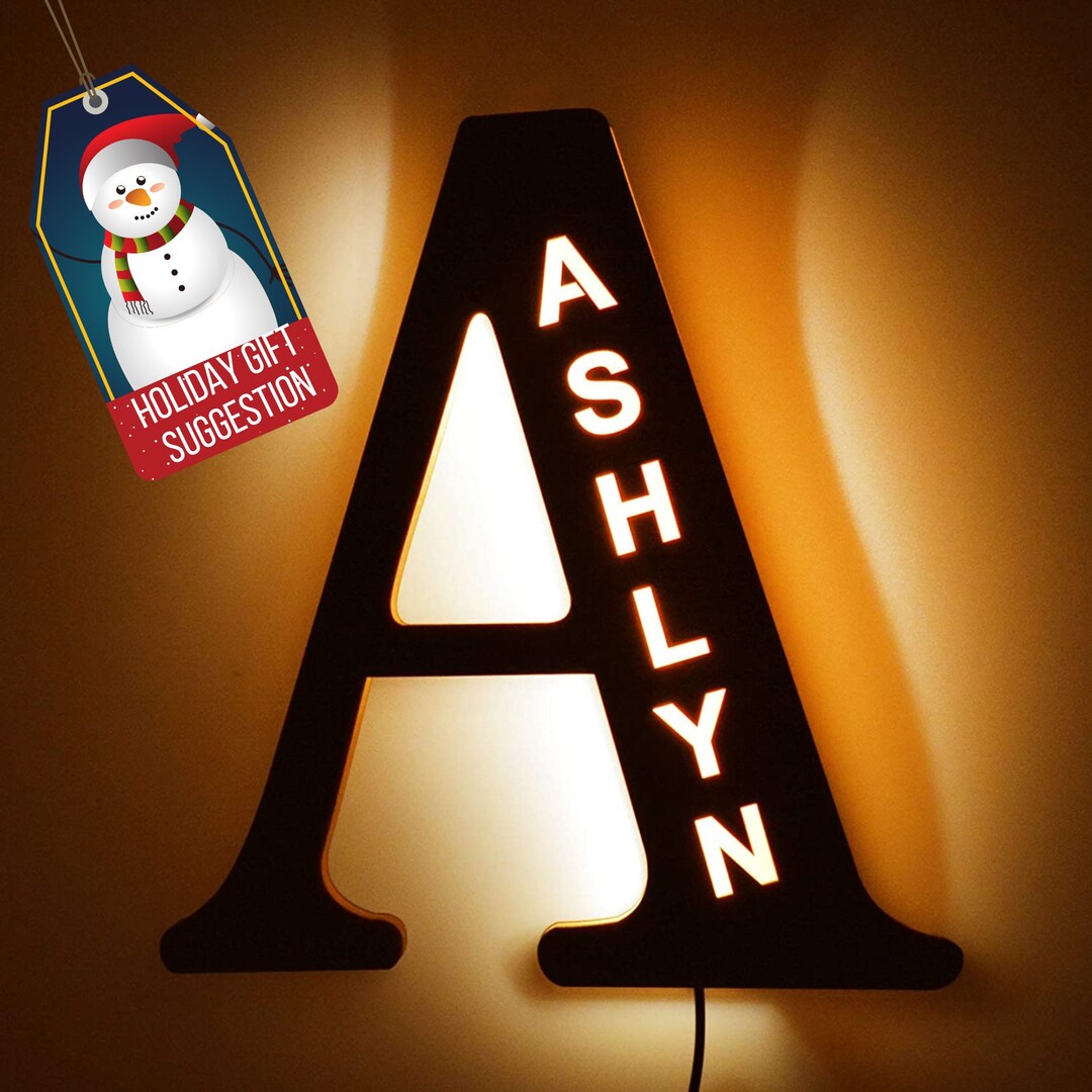 Personalized Wall Decor LED Night, Light 24 Letter With Name, Sign