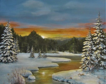 Winter Sunset - Limited Edition Print by Newfoundland Artist Larry Hart