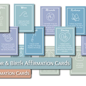 Tarjetas de afirmación de parto y nacimiento