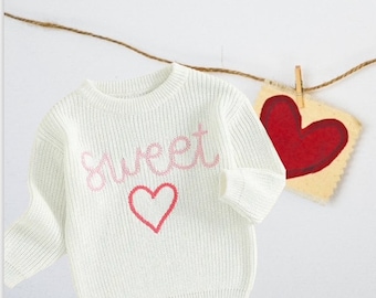 Sweetheart Childrens Embroidered Valentines Knit Jumper