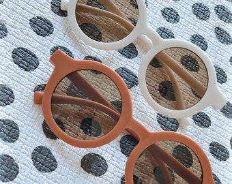 Children’s sunglasses UV400. Cream, brown, blush pink, or sage green, vintage style.