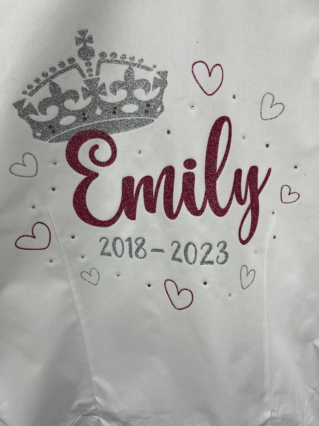 Personalised Glitter Diamant Crown Hearts School Leavers Signing personalised-glitter-diamant-crown-hearts-school-leavers-signing