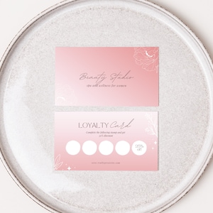 Cartão de fidelidade Lash gradiente rosa Cartão de visita editável para cílios Modelo de cartão de fidelidade para esteticista Cartão de desconto Lash Cartão de fidelidade para salão de beleza