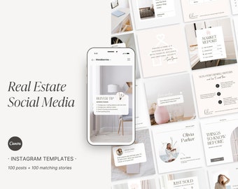 Realtor Instagram templates, Real Estate Canva templates, Realtor Marketing post, Aesthetic Realtor branding, Real Estate Social Media