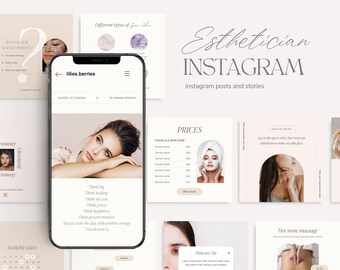 Esthetician template, Esthetician instagram template, Esthetician instagram post, Skincare instagram template, Skincare template canva