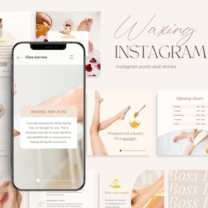 Waxing templates, Waxing instagram post, Waxing instagram template, Esthetician templates, Waxing social media, Hair removal canva templates