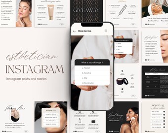 Esthetician instagram template, Esthetician template, Esthetician instagram post, Skincare instagram template, Skincare template canva