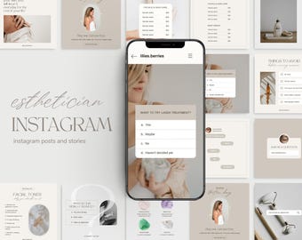 Esthetician template, Esthetician instagram template, Esthetician instagram post, Skincare instagram template, Esthetician social media