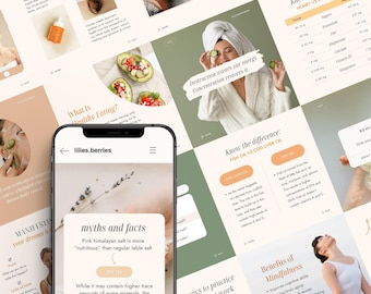Health & Wellness Instagram Templates, Editable Canva Social Media (50)