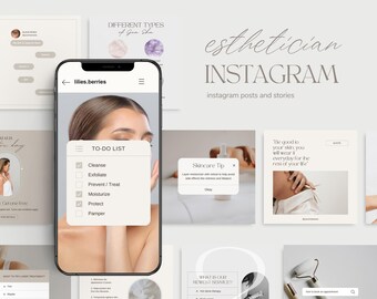 Esthetician template, Esthetician instagram template, Esthetician instagram post, Skincare instagram template, Skincare template canva