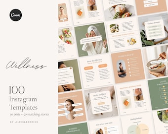 Wellness Instagram Templates: Health Coach Social Media (Canva)