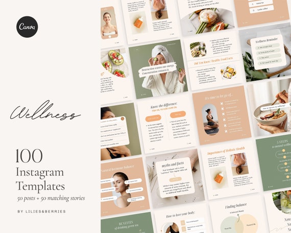 Wellness Instagram Templates: Health Coach Social Media (Canva)
