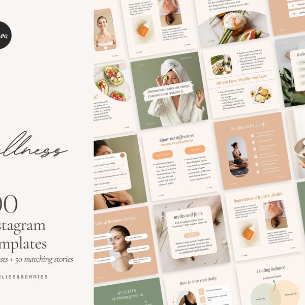 Health and wellness Instagram templates Wellness posts Wellness social media post Wellness coach templates Healthy lifestyle Instagram posts