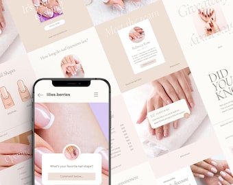 Nail tech instagram template, Nails instagram template, Nails canva template, Nails social media template, Nail salon instagram post