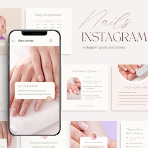 Nail tech instagram template, Nails instagram template, Nails canva template, Nails social media template, Nail salon instagram post
