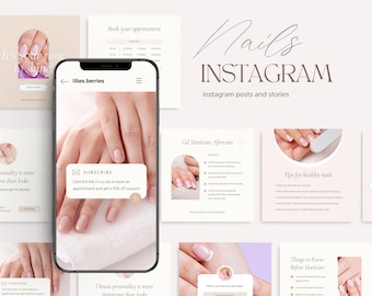 Nail tech instagram template, Nails instagram template, Nails canva template, Nails social media template, Nail salon instagram post