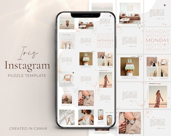 Instagram puzzle feed template Minimal Instagram post Instagram feed design Social media templates Endless Instagram theme Instagram layout