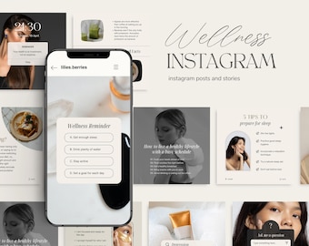 Plantilla de Instagram de bienestar, Plantillas de redes sociales de salud y bienestar, Plantilla de Canva de bienestar, Plantilla de Instagram de entrenador de salud
