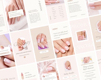 Nail Technician Instagram posts, Nail Tech Instagram templates, Nail posts, Beauty branding, Nail artist social media, Nail Canva templates