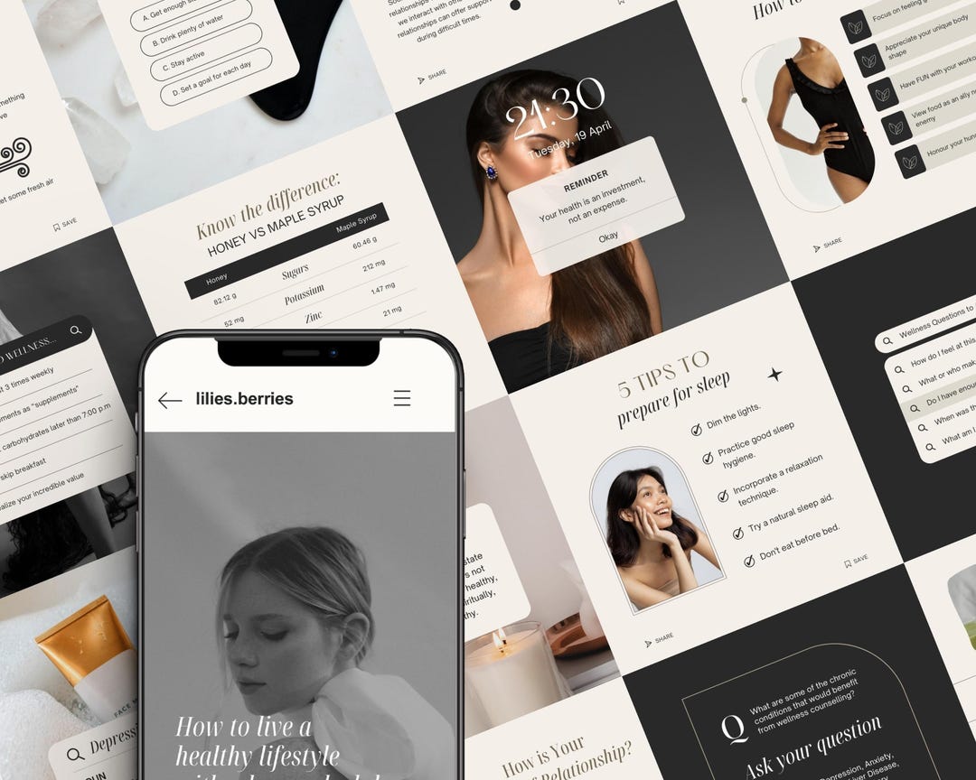 Wellness Instagram Template, Health and Wellness Social Media Templates ...