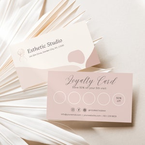 Modelo de cartão de fidelidade para esteticista Cartão de fidelidade para cílios imprimível Modelo de cartão de visita para esteticista Cartão de desconto para salão de beleza Cartão de cliente DIY