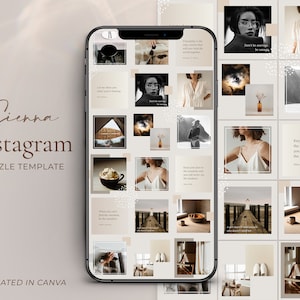Mörk Instagram-layout Instagram-pusselflöde Instagram-flödesdesign IG-layoutmall Gradient Instagram-mallar Inredningsdesign Minimalistisk