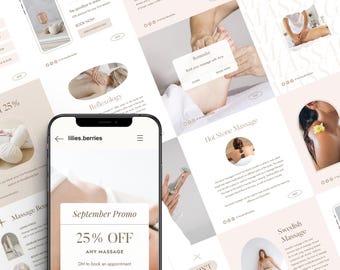 Massage Instagram Templates: Spa Social Media Posts (Canva)