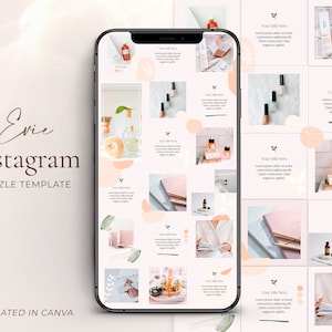 Persika Instagram-layout Instagram-pusselflöde Instagram-flödesdesign IG-layoutmall Minimalistiska Instagram-mallar Rosa Canva-mallar